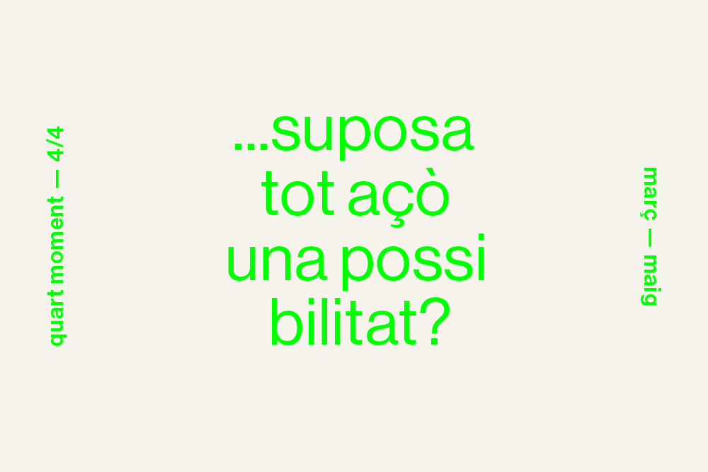 INAUGURACIÓ… SUPOSA TOT AÇÒ UNA POSSIBILITAT?